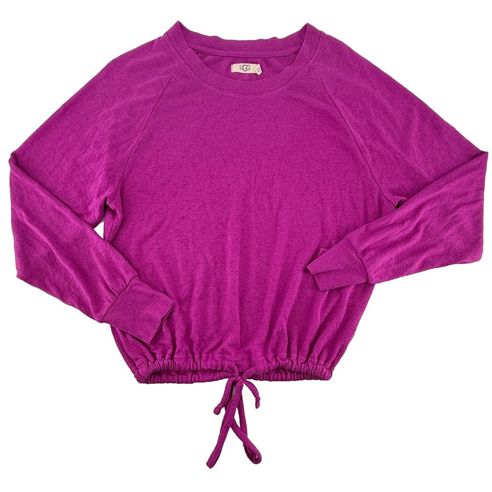 UGG Womens Pullover Sweatshirt Medium Pink Drawstring Hem Cozy Lounge Top‎